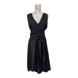 Cut Loose Black Dress Medium Faux‎ Wrap Tie Tencel Rayon Lightweight Lagenlook